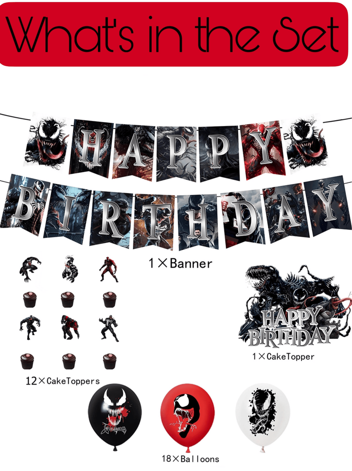 Venom Birthday Party Decorations – Complete Decoration Set.