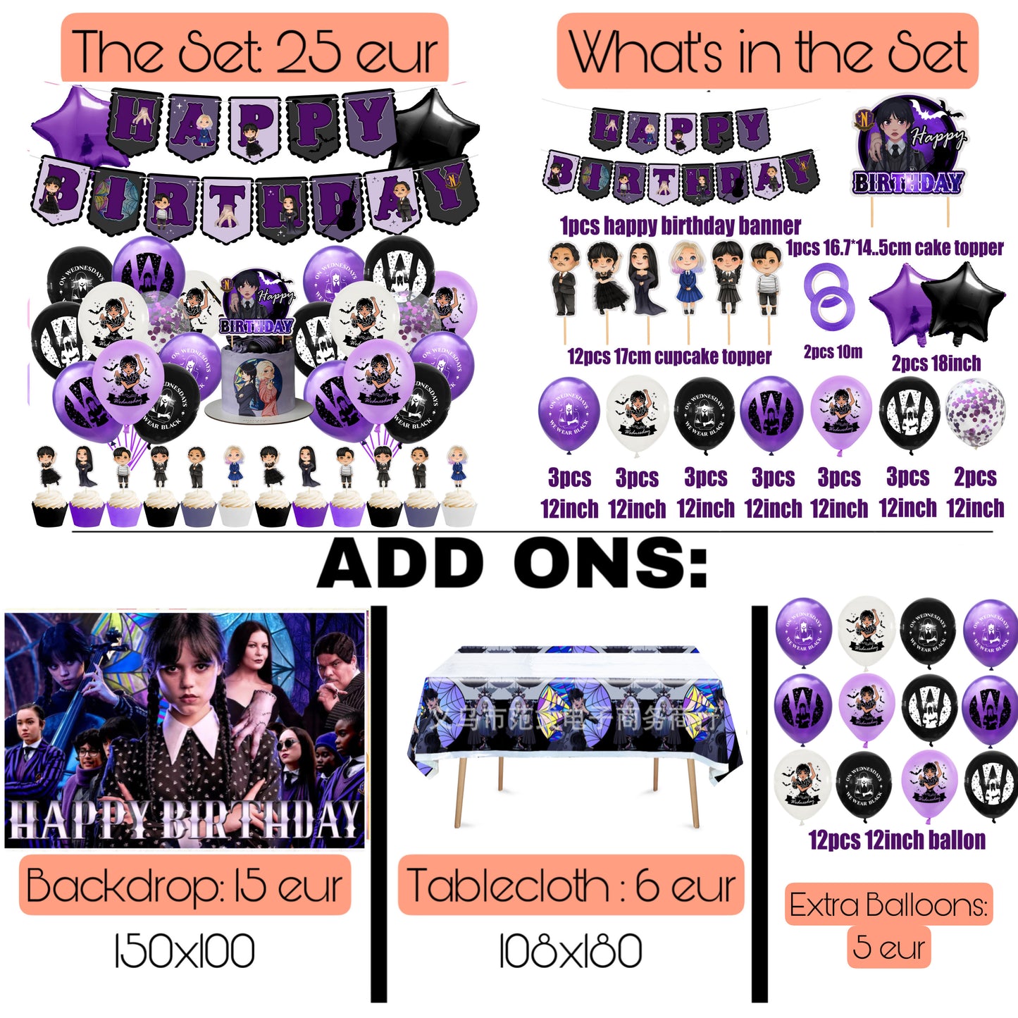 Wednesday Birthday party set