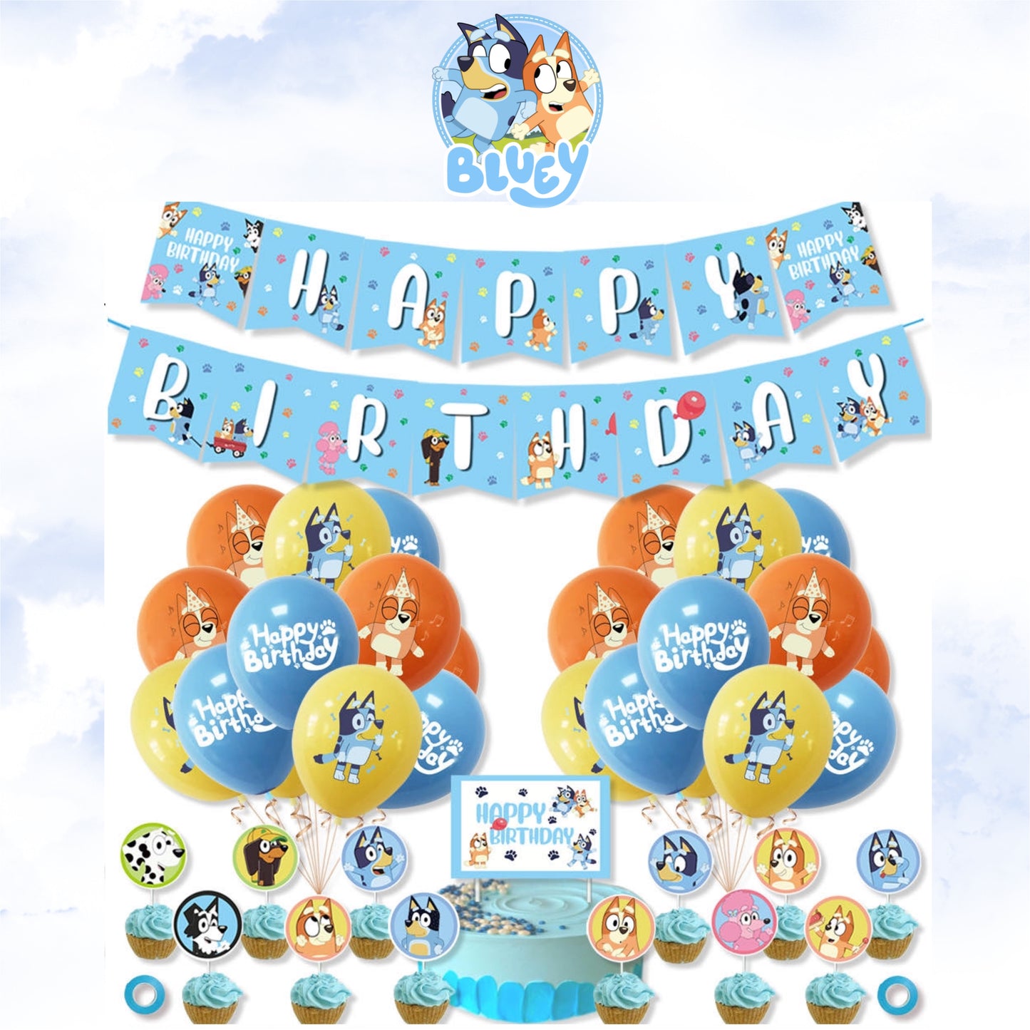 Bluey Birthday Party Set – Complete Table Decor Kit.