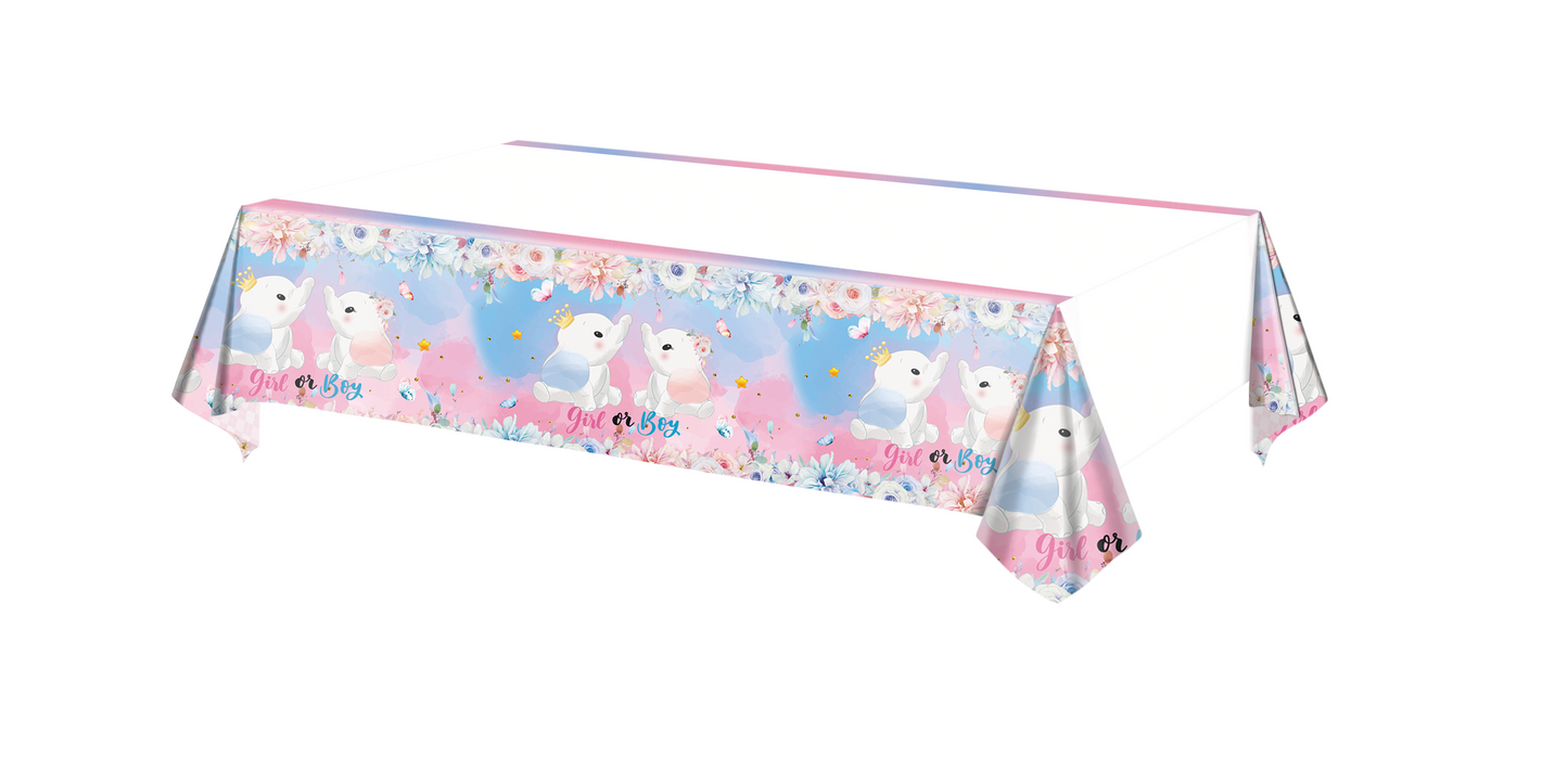 Elephant Gender Reveal Deluxe Party Set – Complete Table Decor Kit.