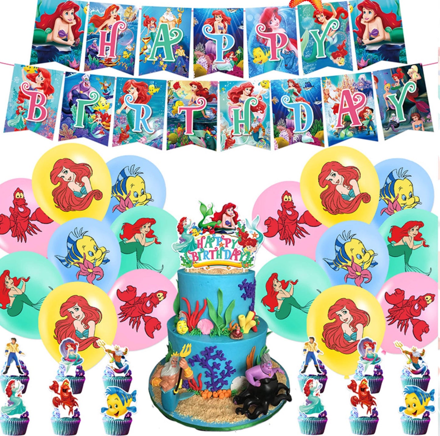 Ariel Birthday Party Decorations – Complete Decoration Set.