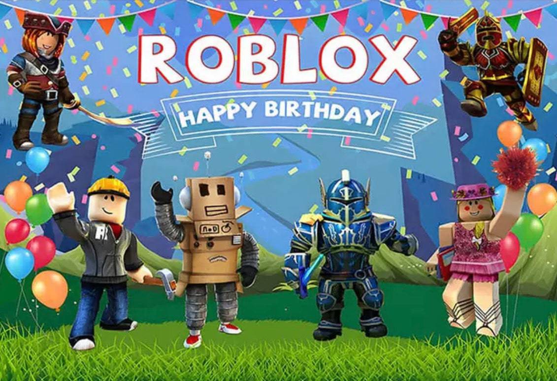Roblox backdrop and birthday party decorations. Fast shipping across Europe.
