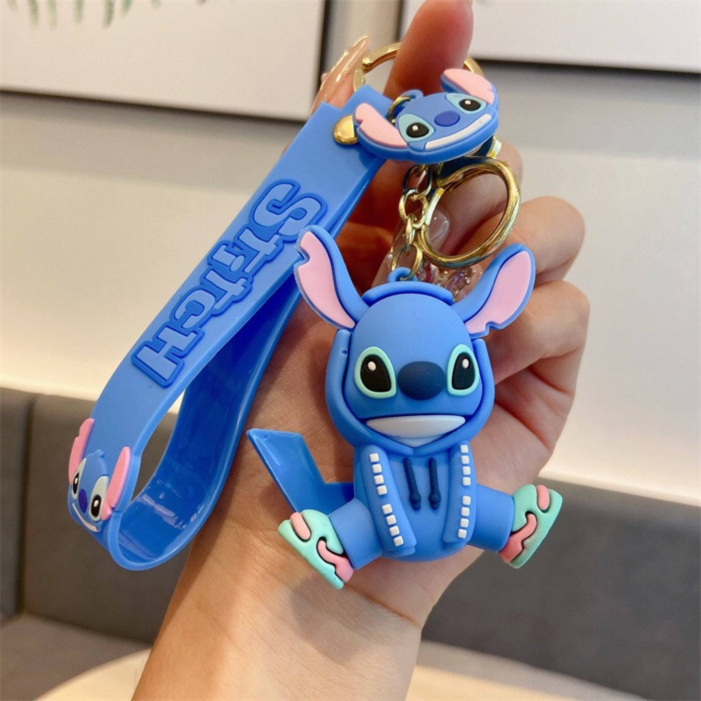 Stitch Blue Hoodie Keychain.