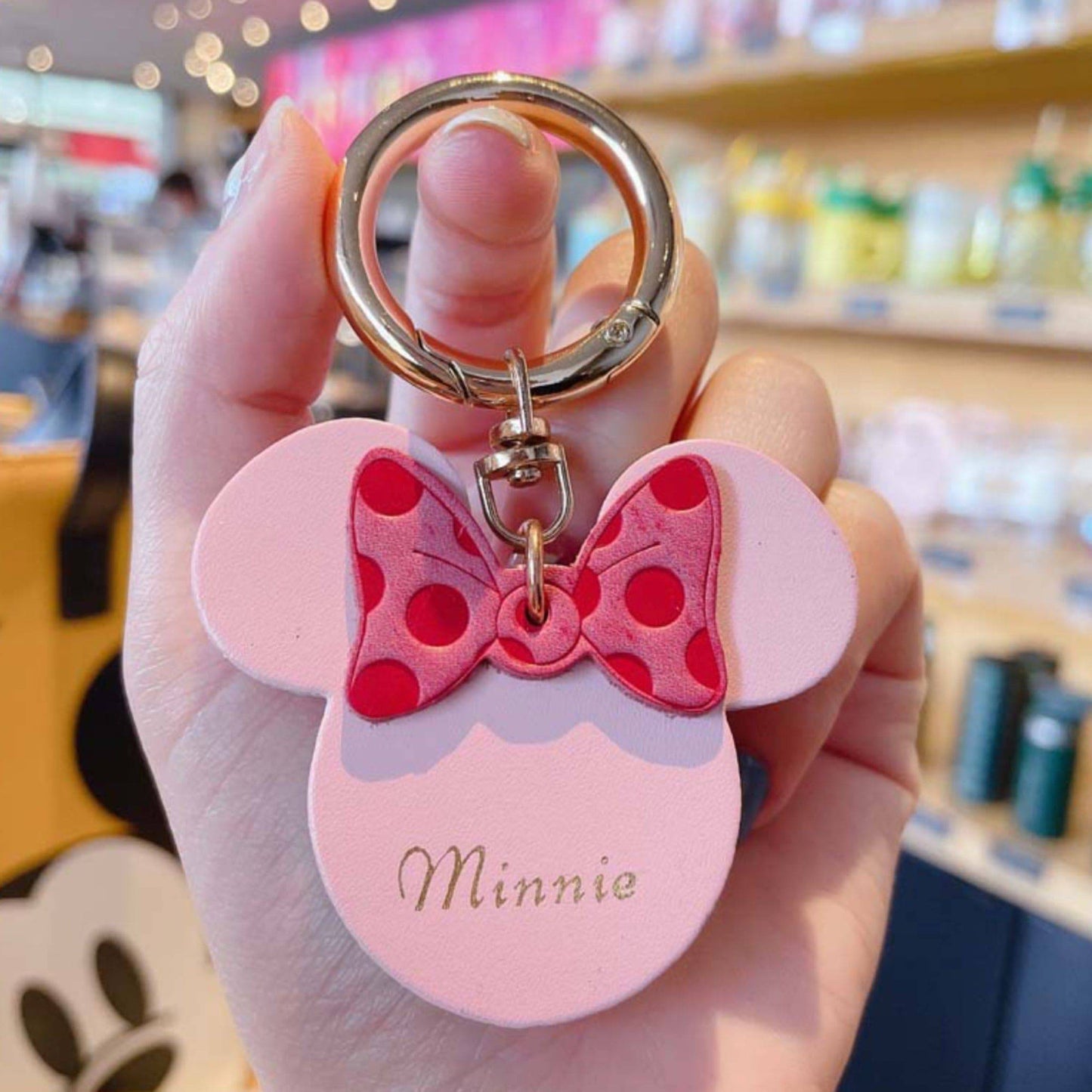 Minnie Mouse Leather Keychain.