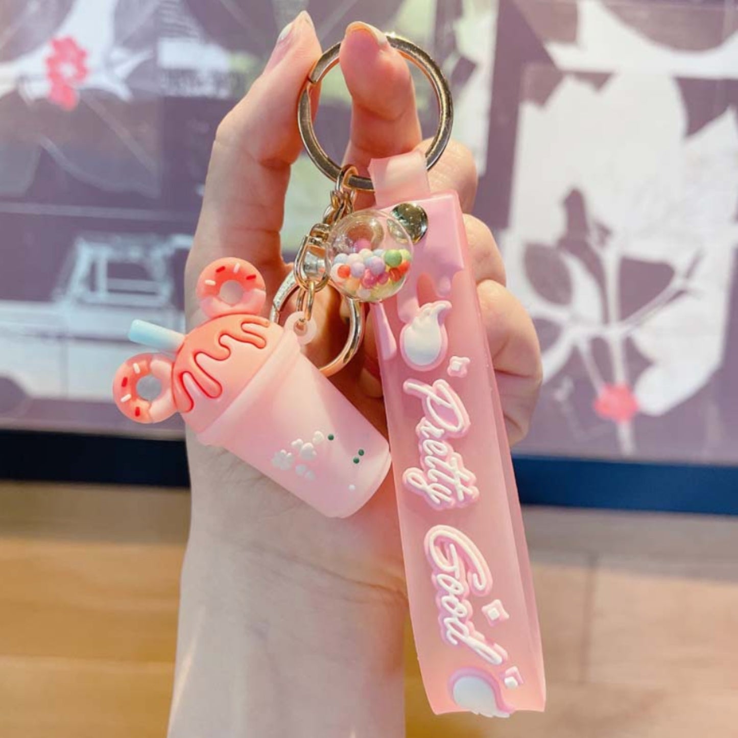 Pink Milkshake Keychain