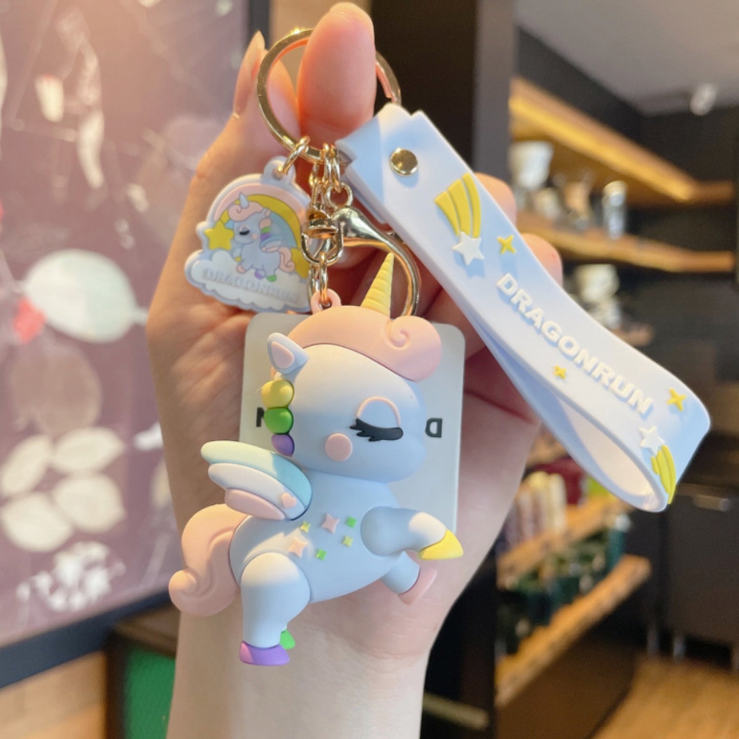 Light Blue Unicorn Keychain