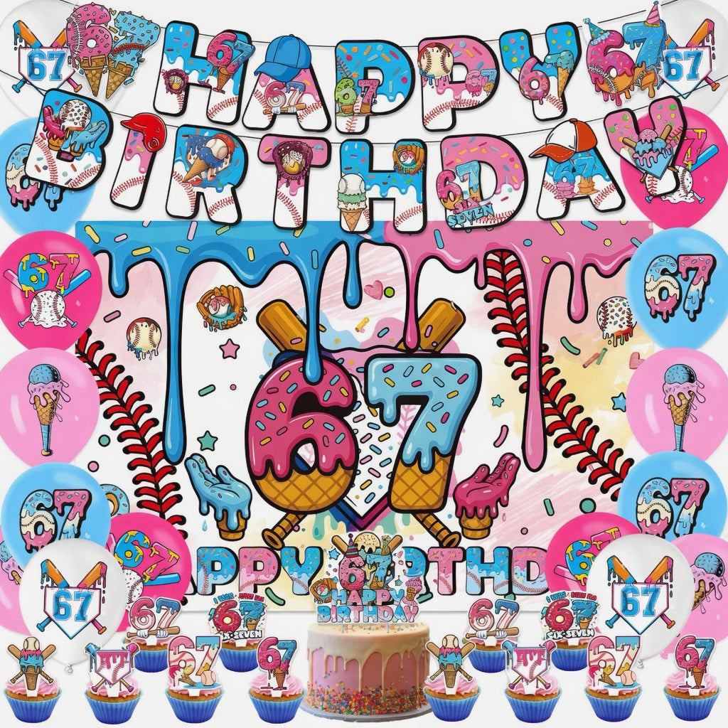 67 Eiscreme (Stil A) – Motto-Party Deko – Komplettset für Kindergeburtstag