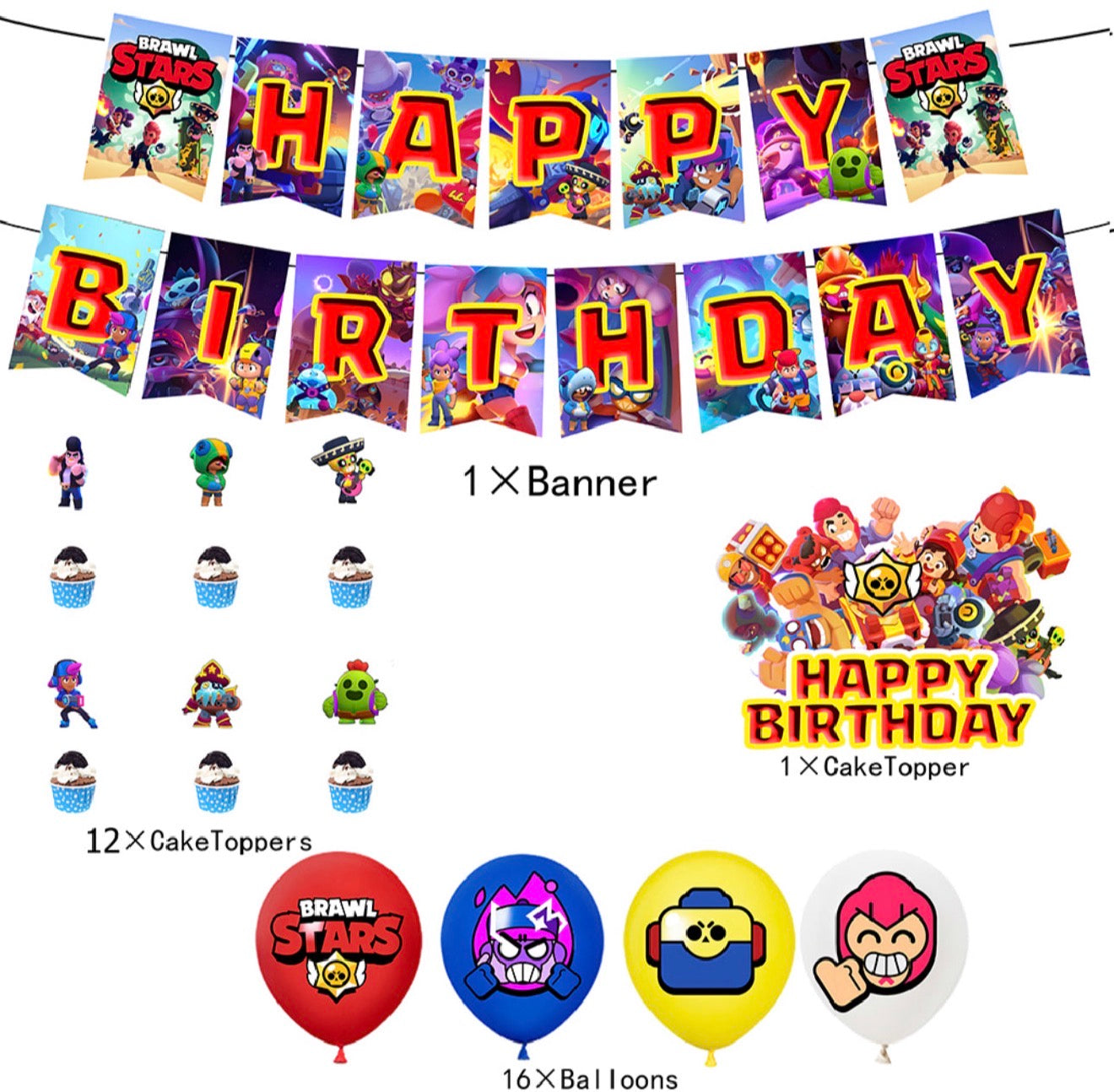 Décorations de fête d’anniversaire Brawl Stars (Style A)