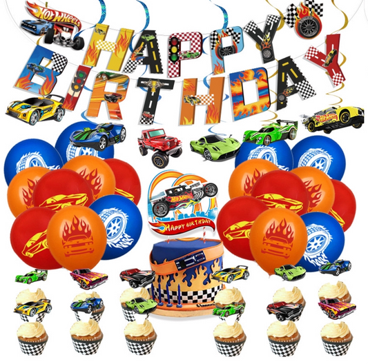 Hot wheels birthday party decorations set