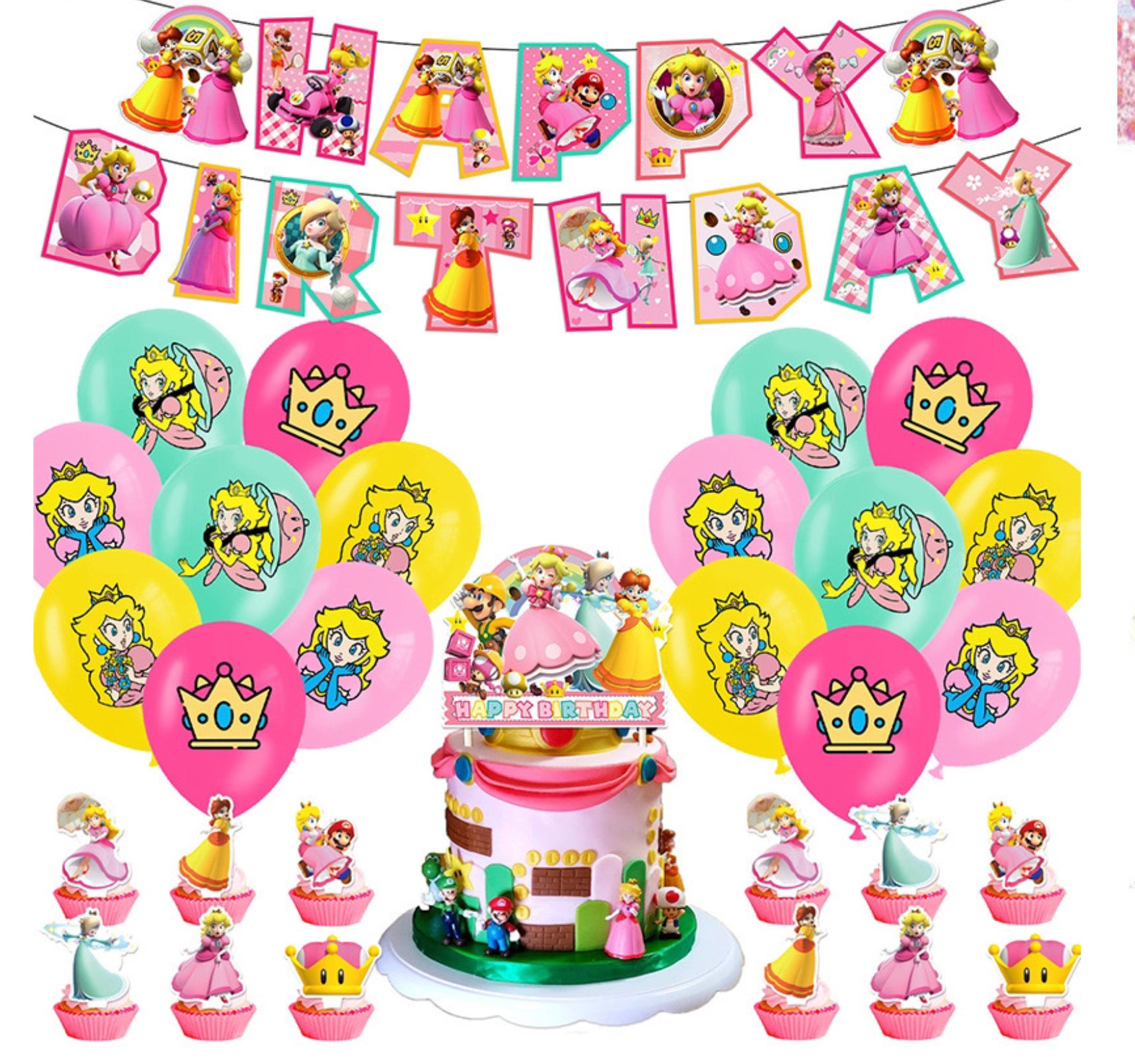 Princess Peach Party Decorations – Complete Decoration Set.