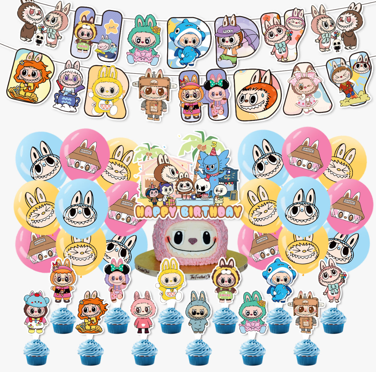 Labubu 02 birthday party decorations set