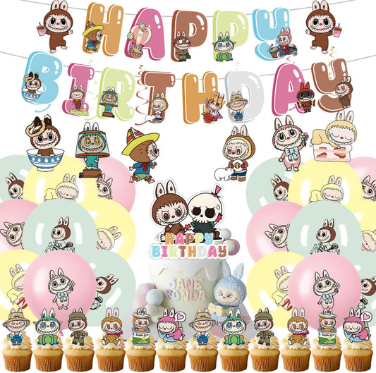 Labubu 01 birthday party decorations set