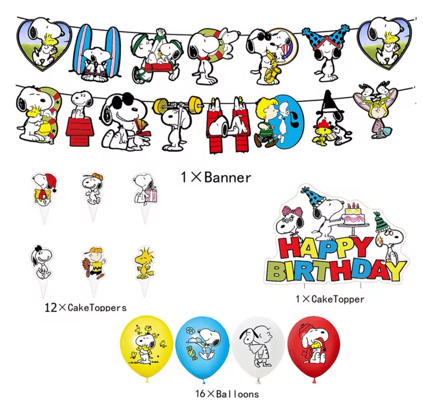 Декор для дня рождения Snoopy – Полный набор декора