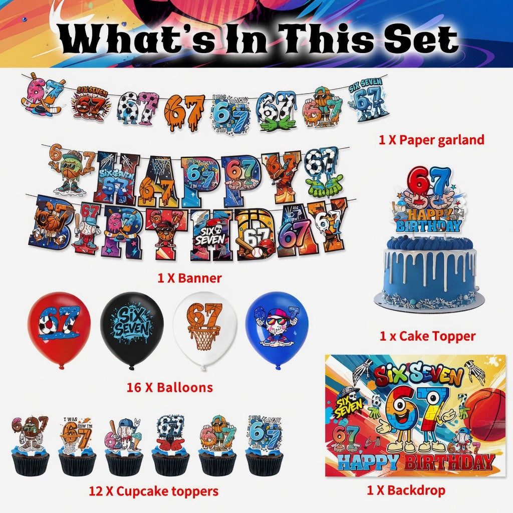 67 ice cream (Style B) Birthday Party Decorations – Complete Decoration Set