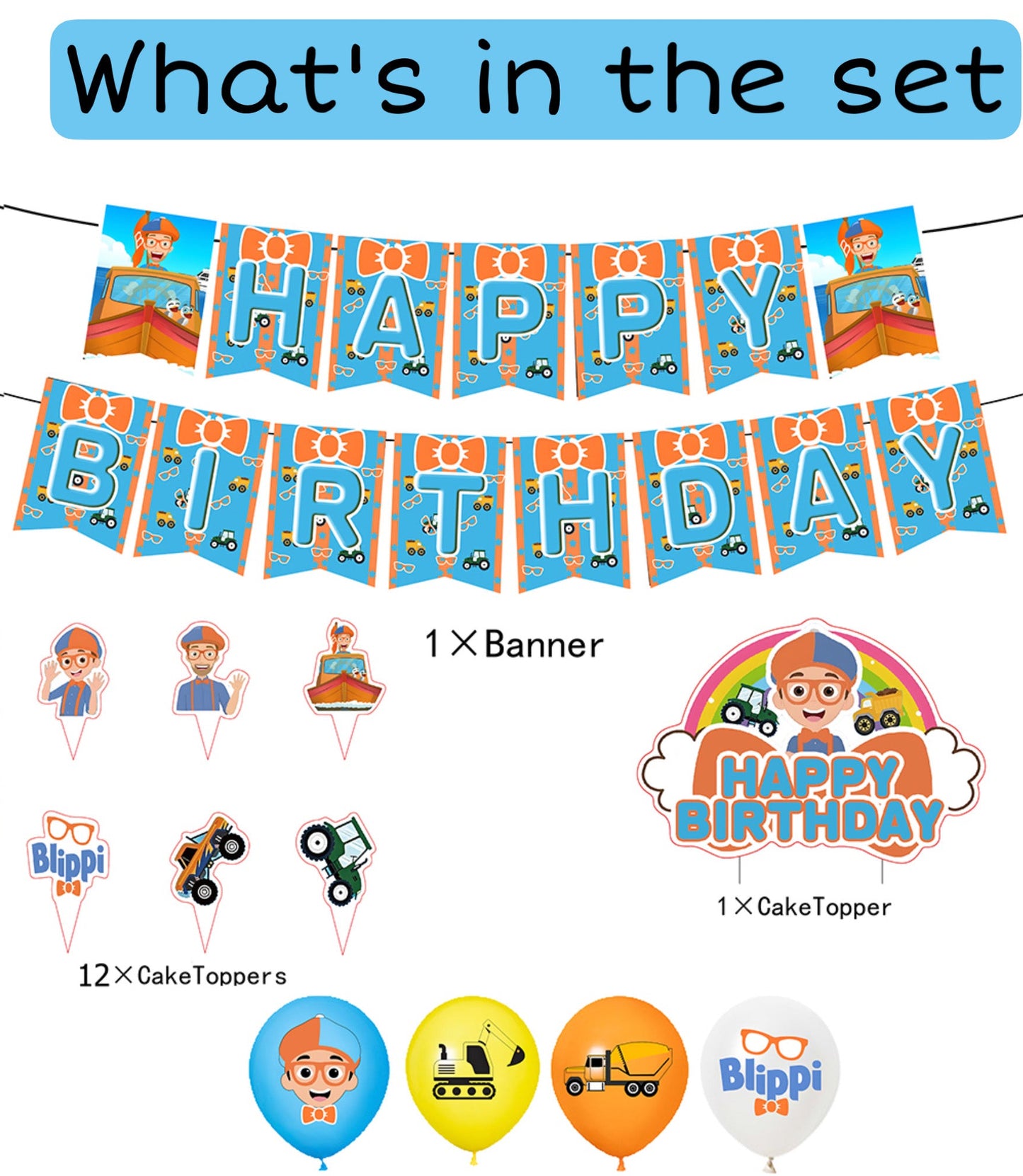 Blippi Partydekorationen – Komplettes Dekorationsset
