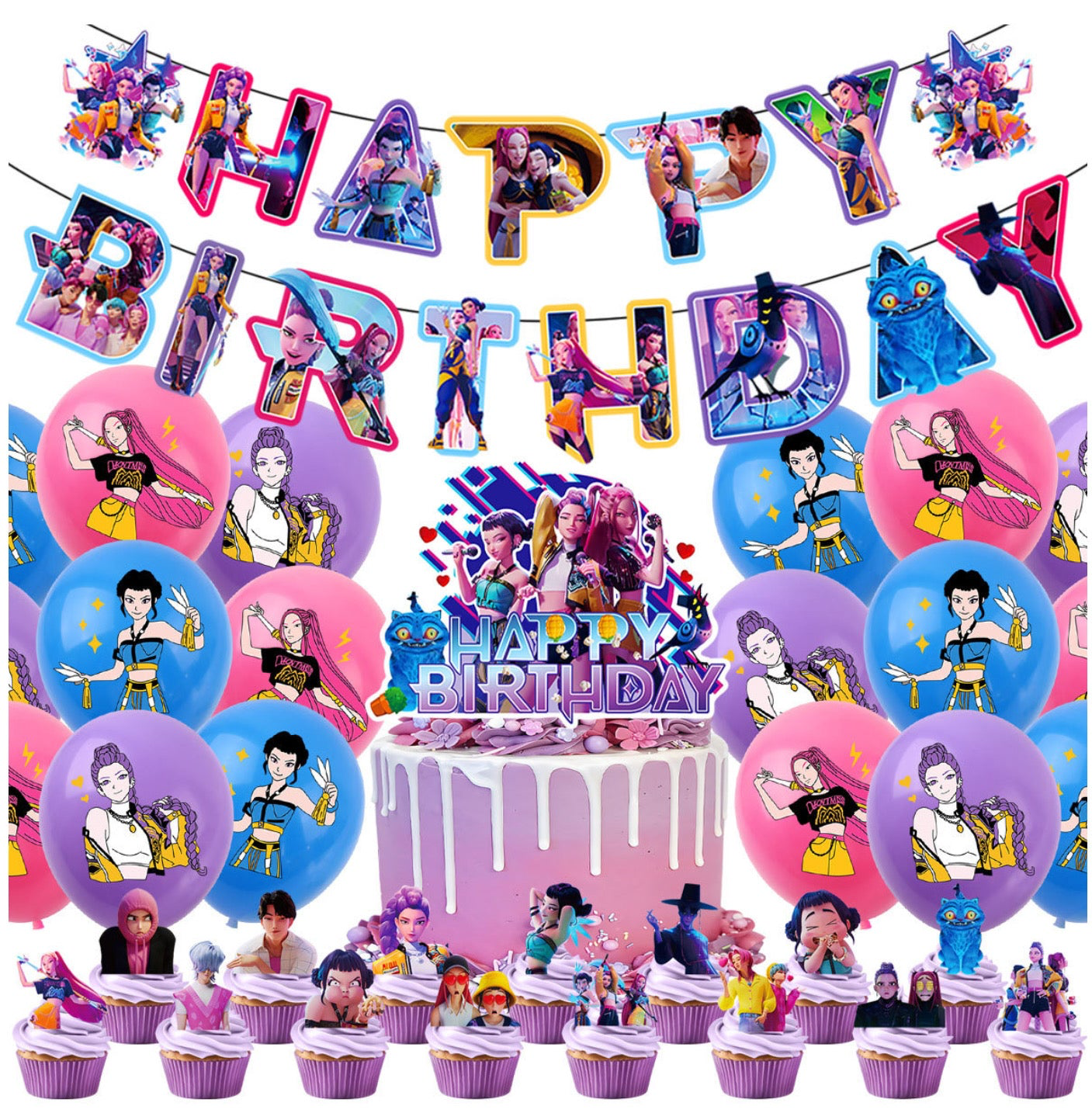 Huntrix 01 Birthday party decorations set