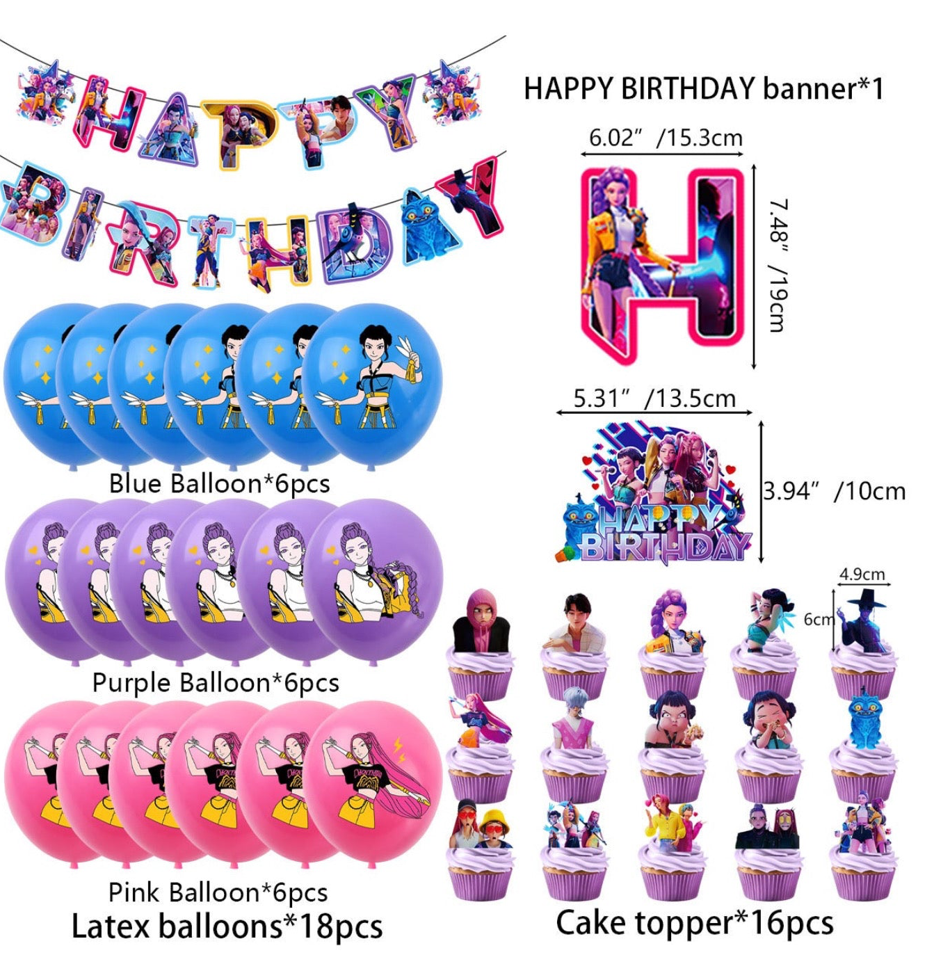 Huntrix 01 Birthday party decorations set