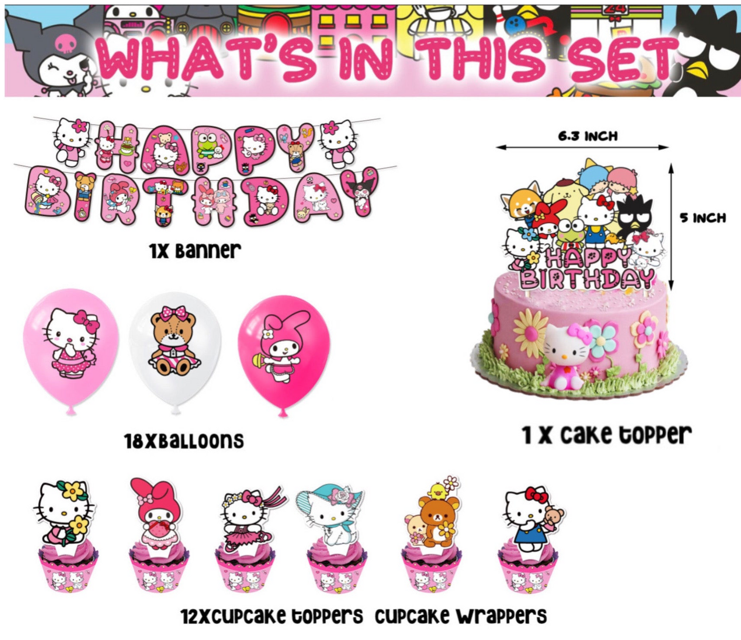 Декор для дня рождения Hello Kitty – Полный набор декора