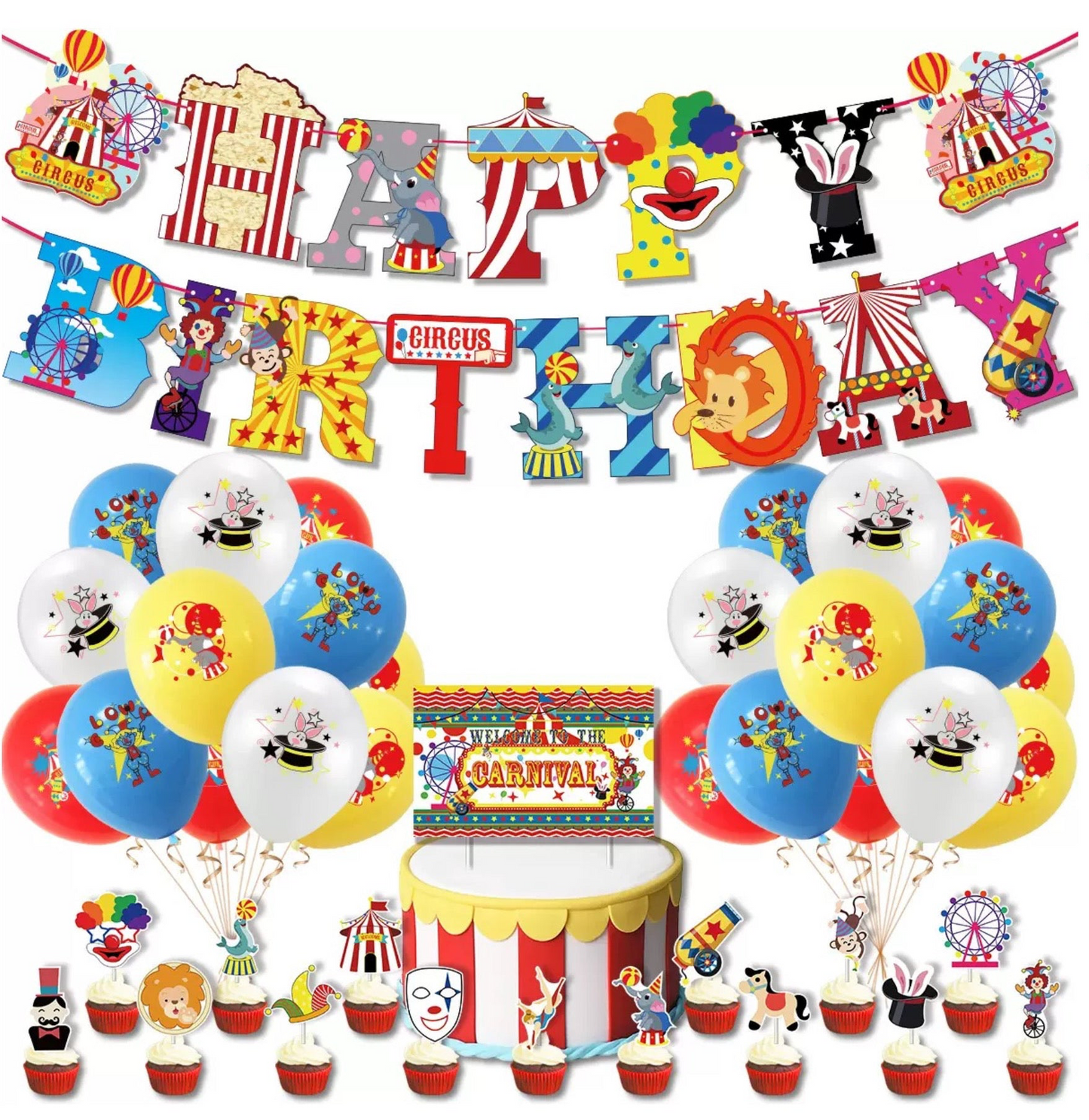 Circus Birthday Party Decorations – Complete Decoration Set.