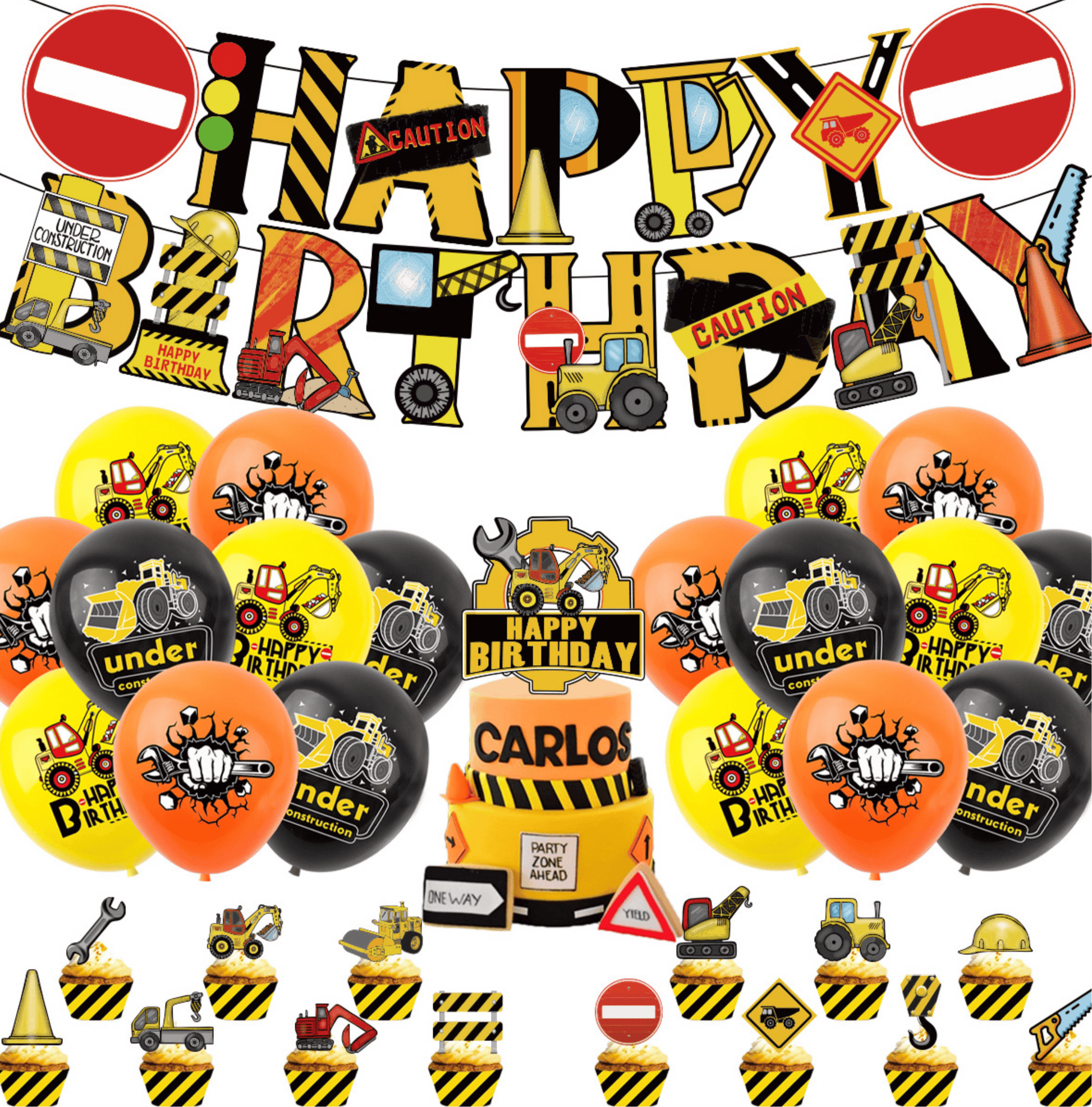 Construction/trucks Birthday Party Decorations – Complete Decoration Set.