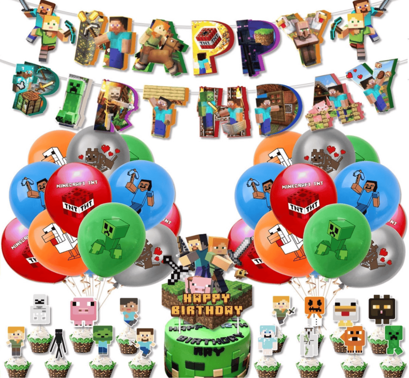 Minecraft Birthday Party Decorations – Complete Decoration Set.