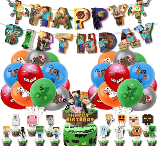 Minecraft Birthday Party Decorations – Complete Decoration Set.