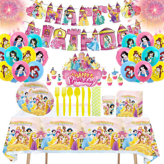 Princesses Party Supplies | Complete Decoration Set for 10 or 20 Guests.