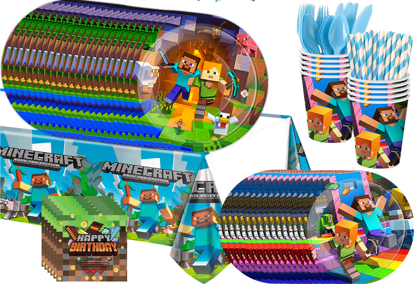 Minecraft Deluxe Party Set – Complete Table Decor Kit.