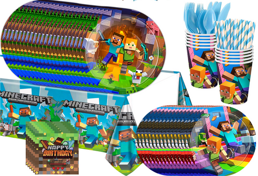 Minecraft Deluxe Party Set – Complete Table Decor Kit.