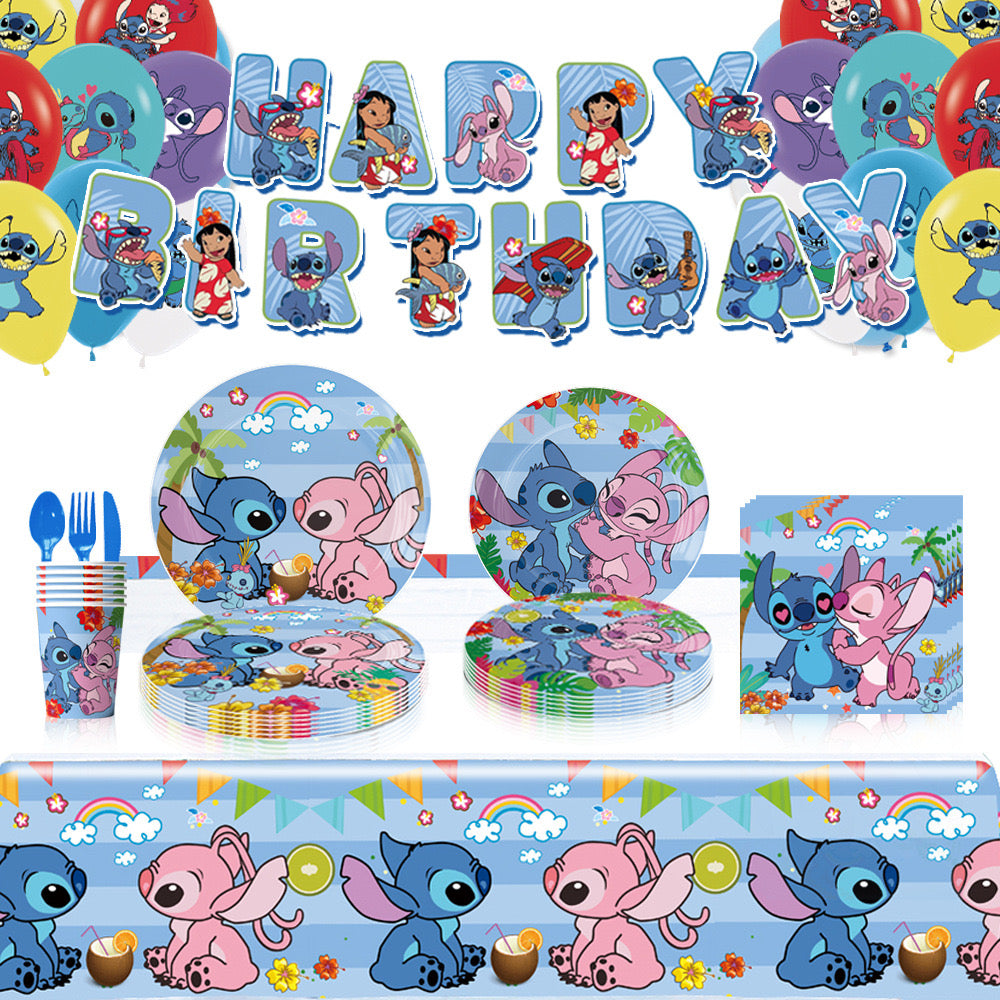 Stitch Blue & Pink Party decorations Set – Complete Table Decor Kit.
