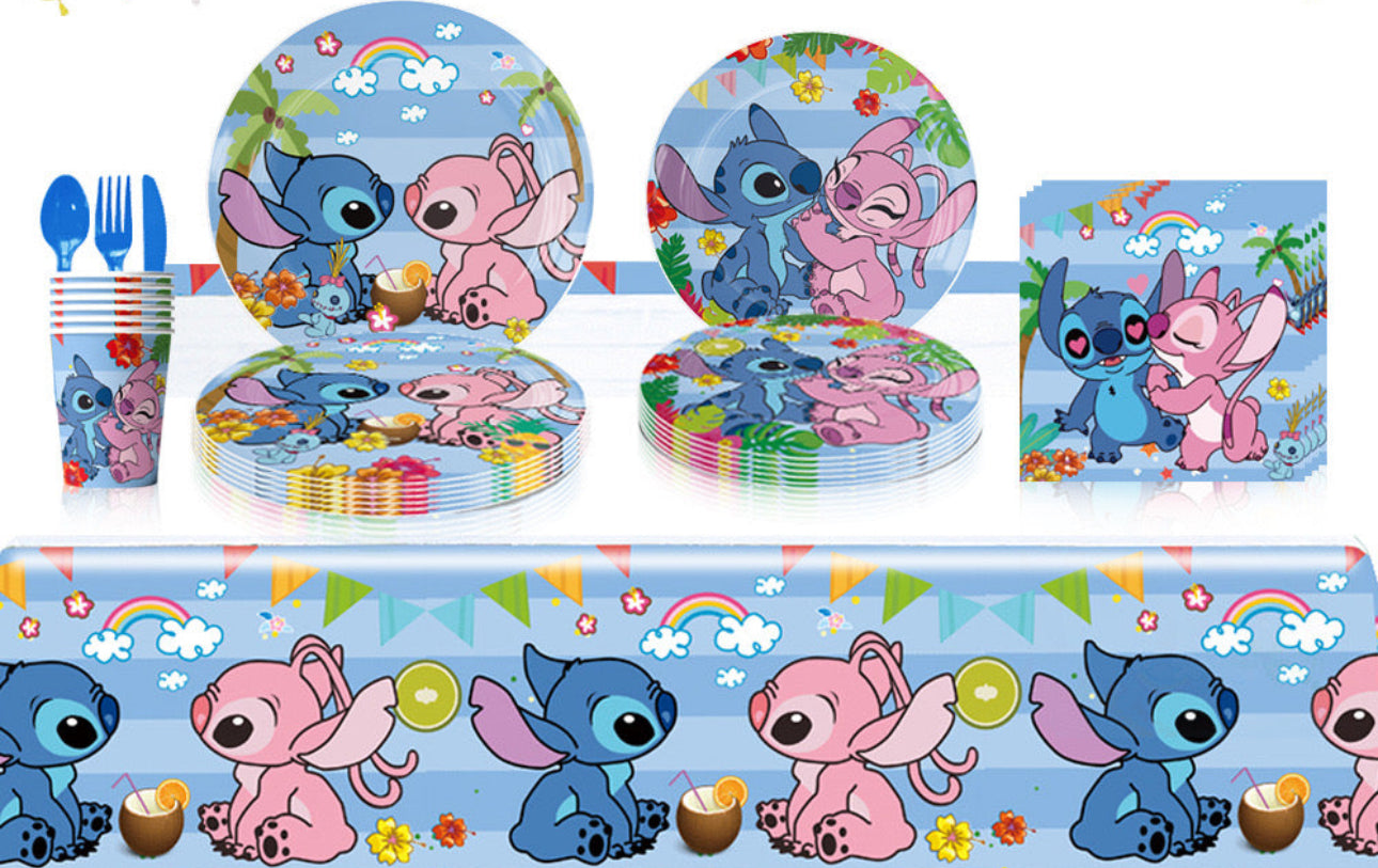 Stitch Blue & Pink Party decorations Set – Complete Table Decor Kit.