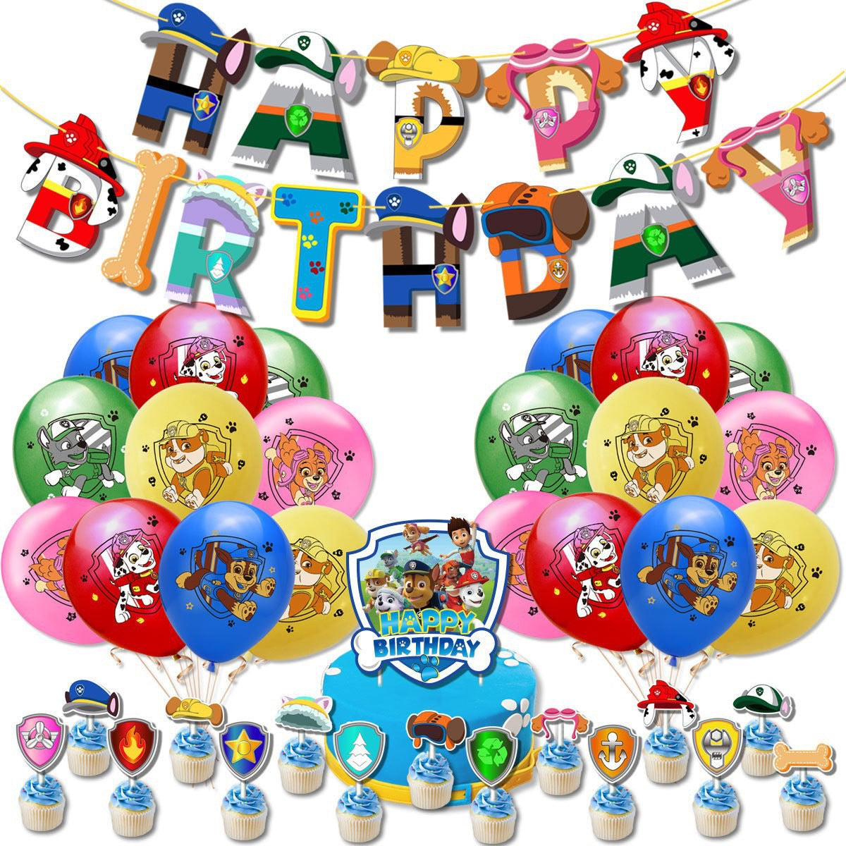 Paw Patrol blue Birthday Party Decorations – Complete Decoration Set.