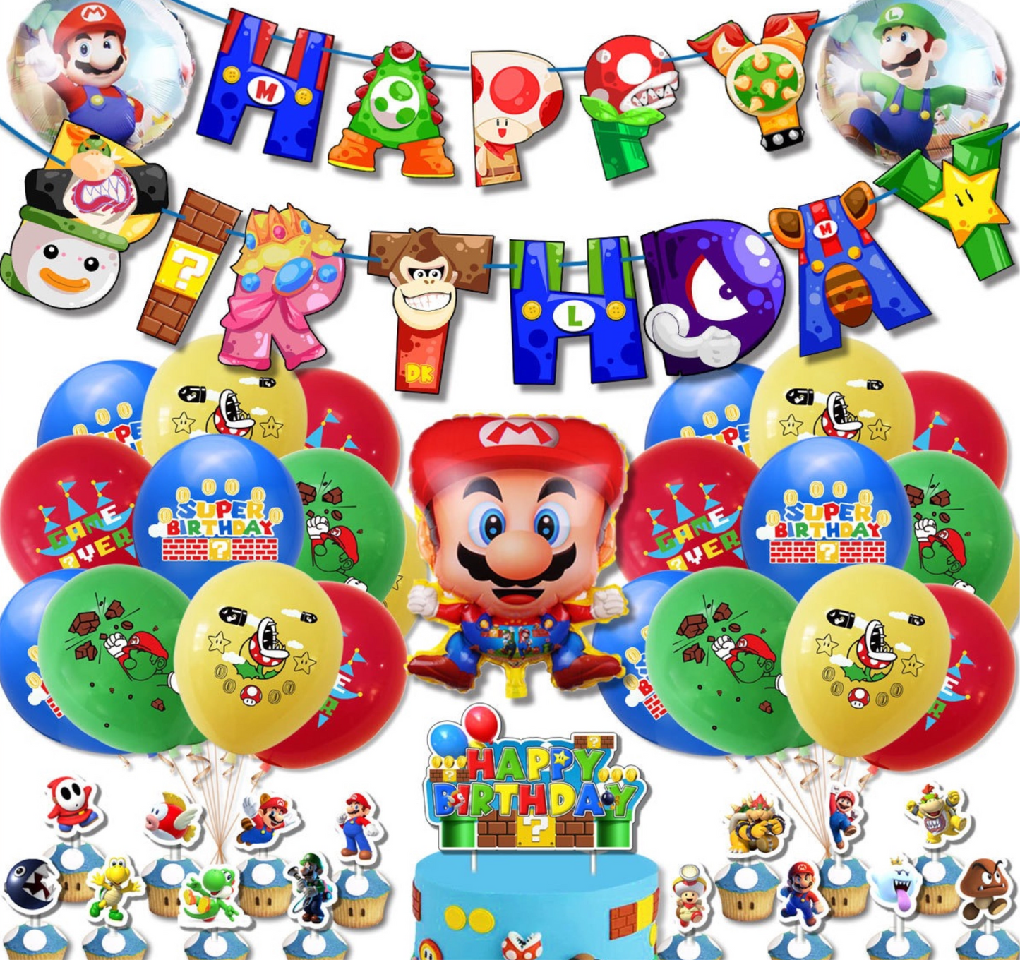 Super Mario Birthday Party Decorations – Complete Decoration Set.