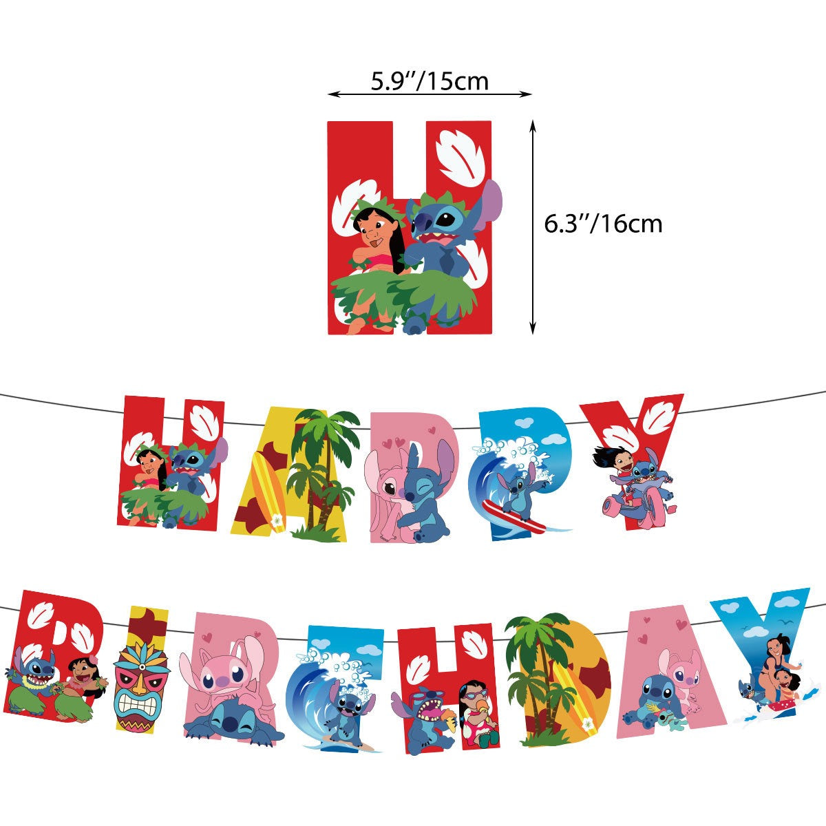 Stitch colorful Birthday Party Decorations – Complete Decoration Set.