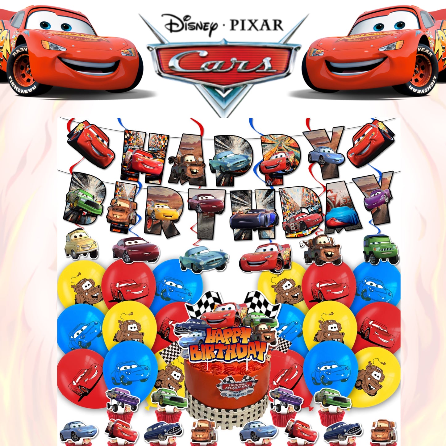 Cars McQueen party decorations set-table decor.