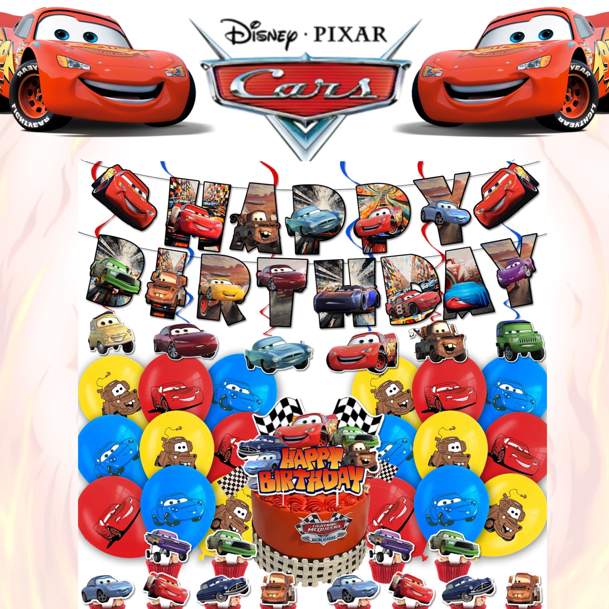 Cars McQueen party decorations set-table decor.