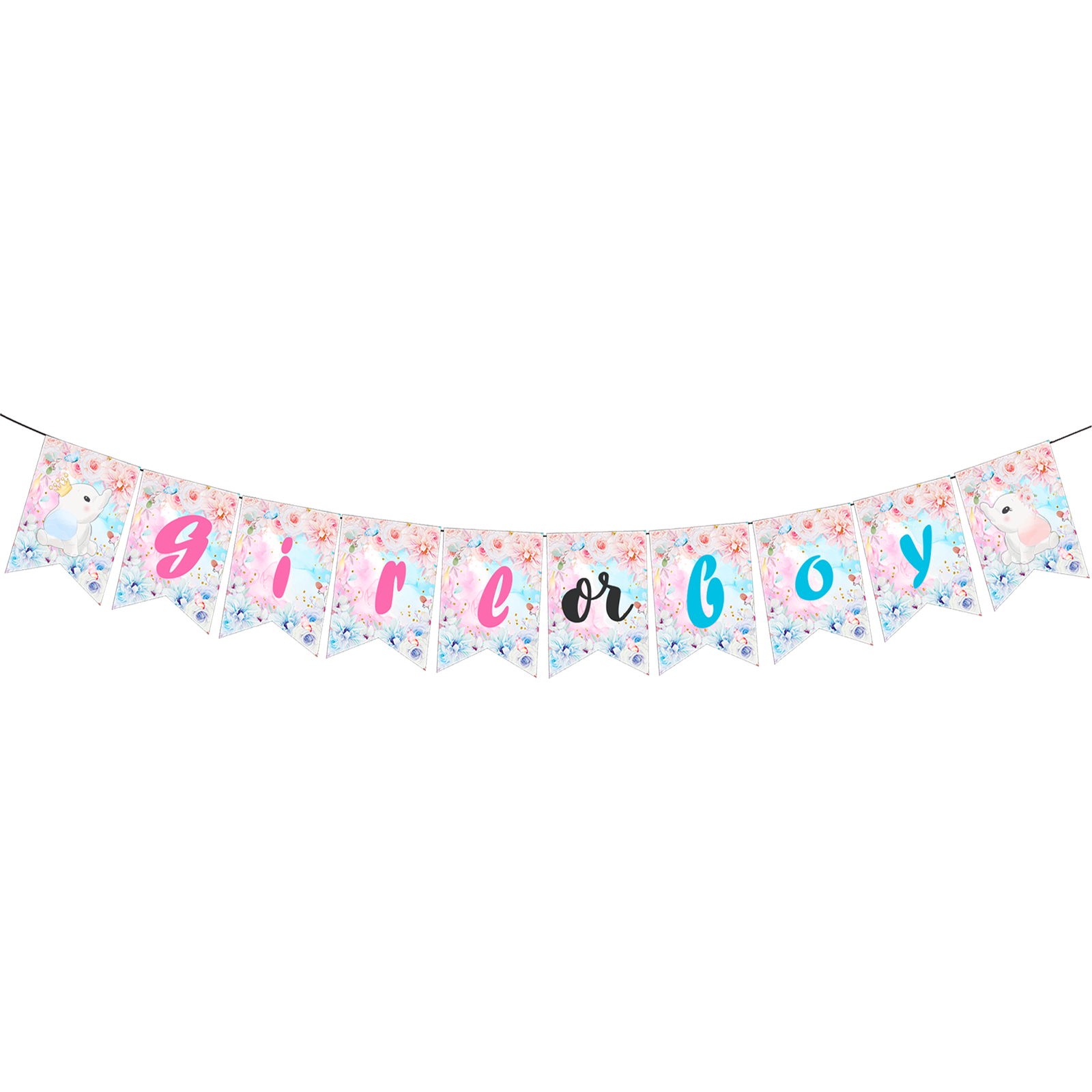 Elephant Gender Reveal Deluxe Party Set – Complete Table Decor Kit.