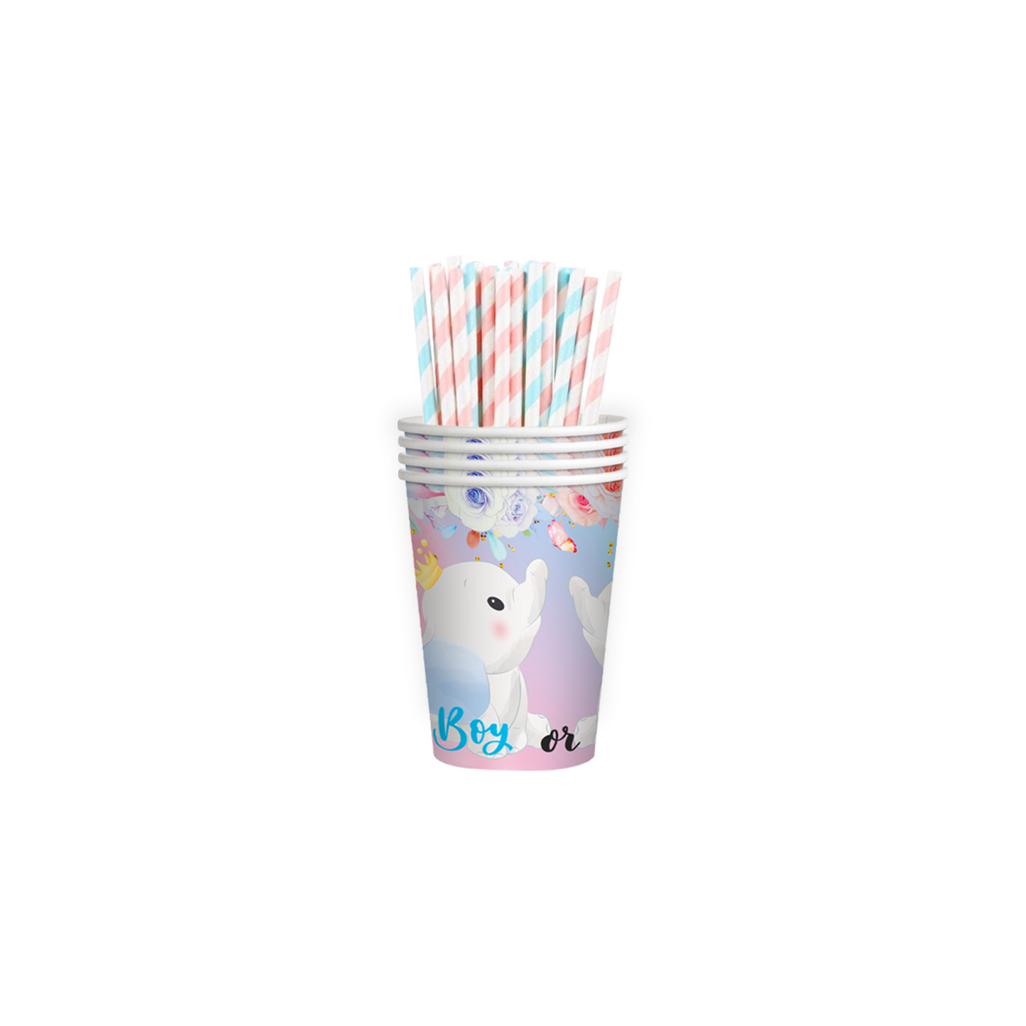 Elephant Gender Reveal Deluxe Party Set – Complete Table Decor Kit.