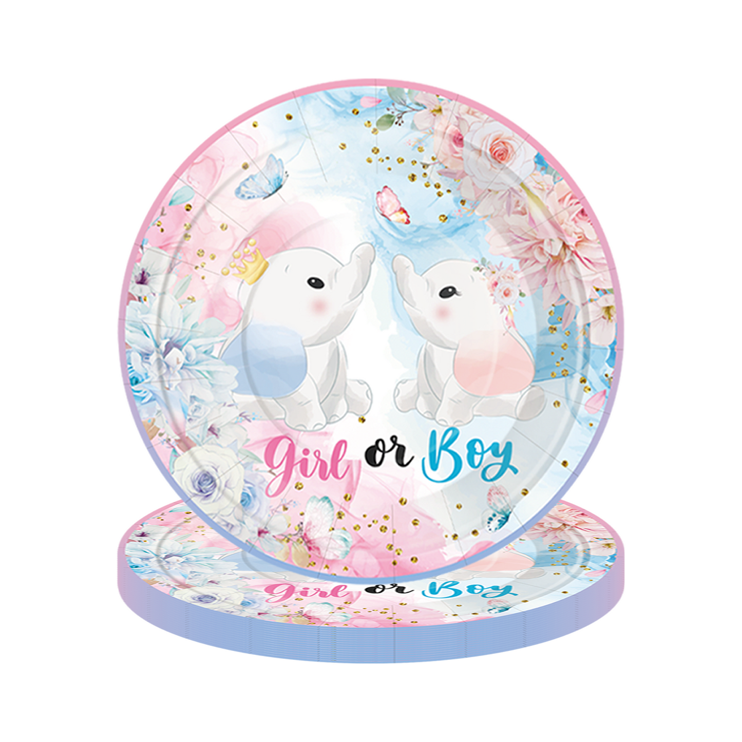 Elephant Gender Reveal Deluxe Party Set – Complete Table Decor Kit.