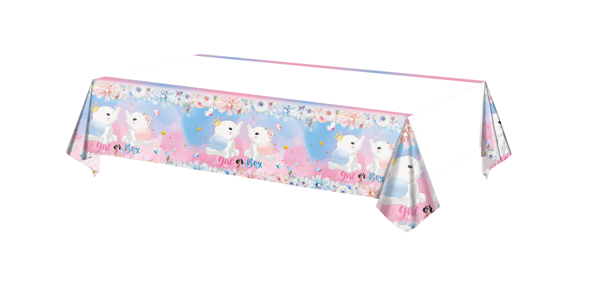 Elephant Gender Reveal Deluxe Party Set – Complete Table Decor Kit.