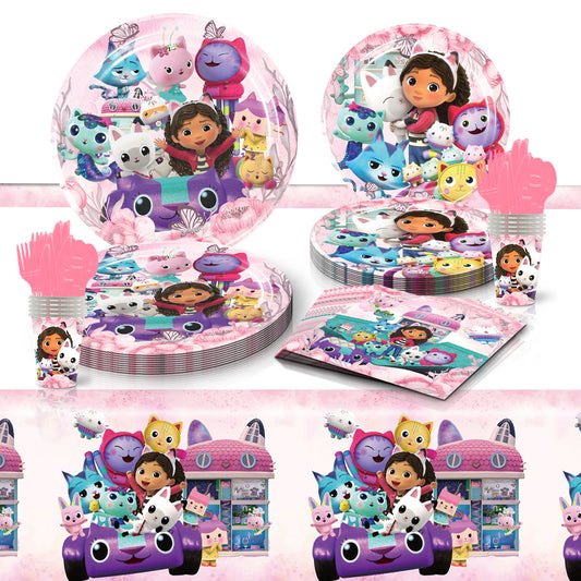 Gabby’s dollhouse Party Supplies | Complete Decoration Set for 10 or 20 Guests.