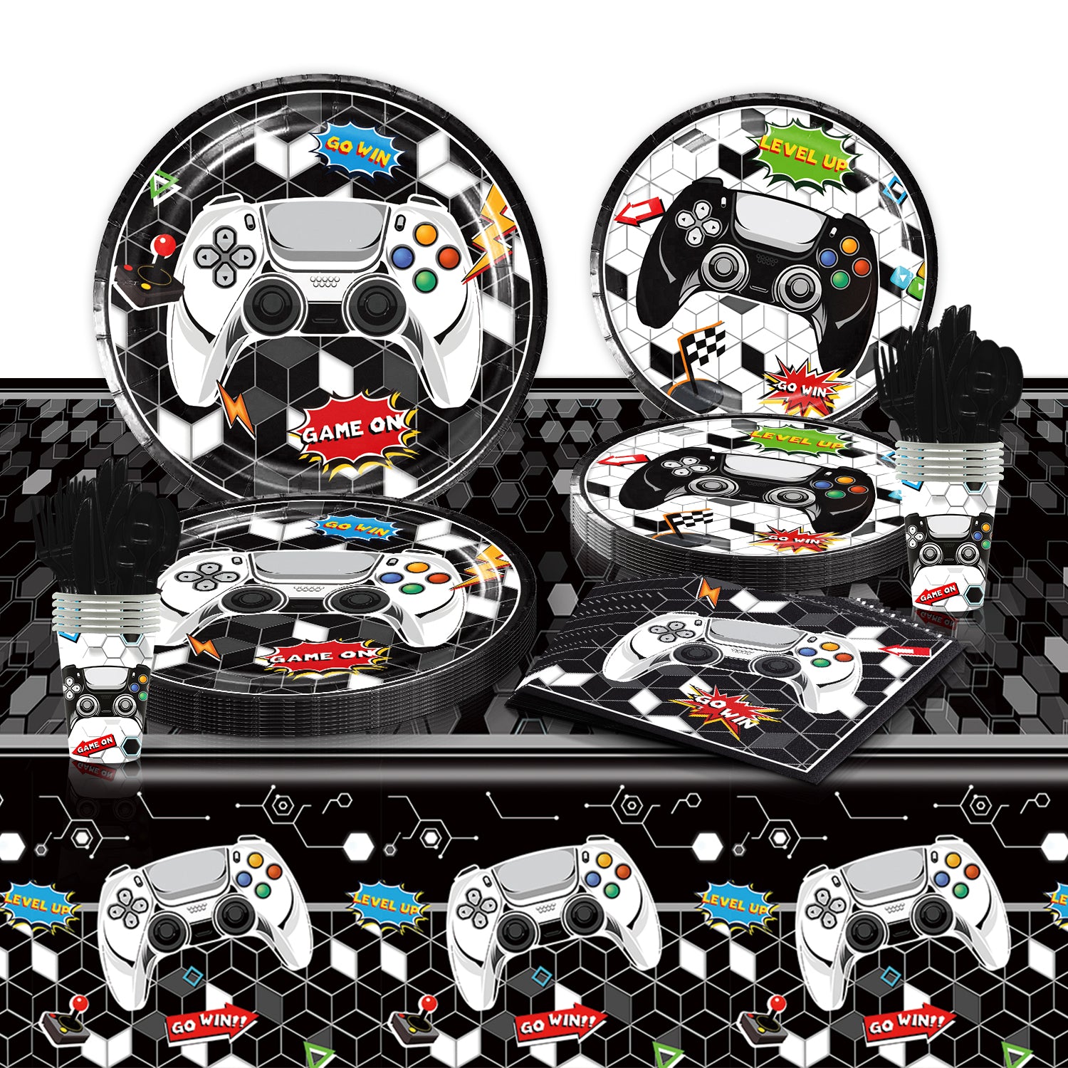 Gamer Party Supplies | Complete Decoration Set for 10 or 20 Guests.