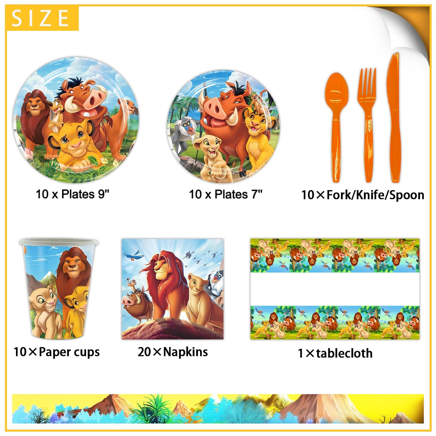 Lion King Party Supplies | Complete Decoration Set for 10 or 20 Guests.