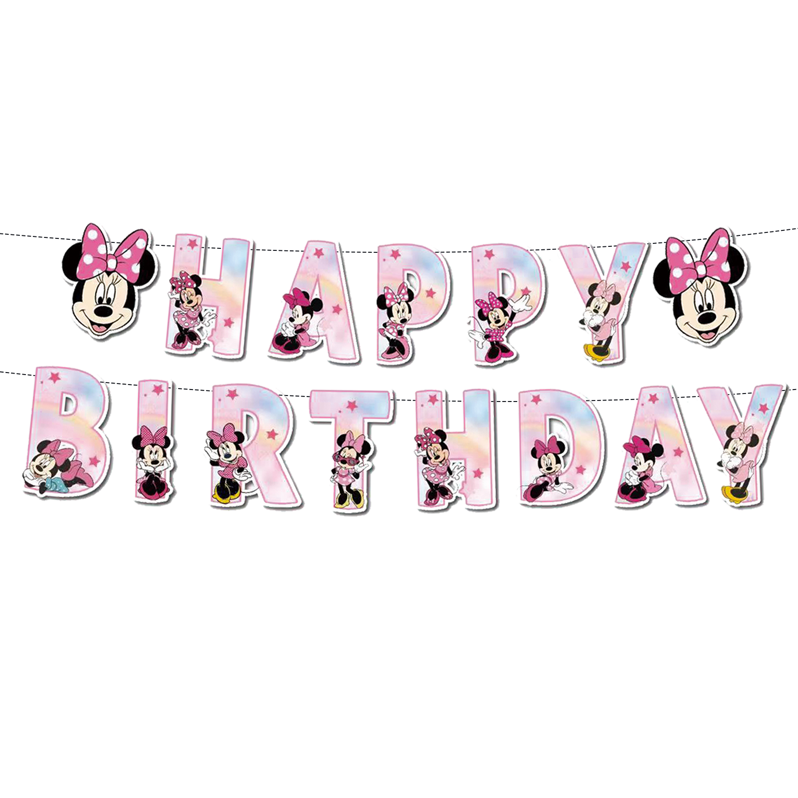 Minnie pink pastel party decorations set-table decor.