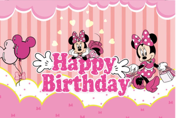 Minnie pink pastel party decorations set-table decor.