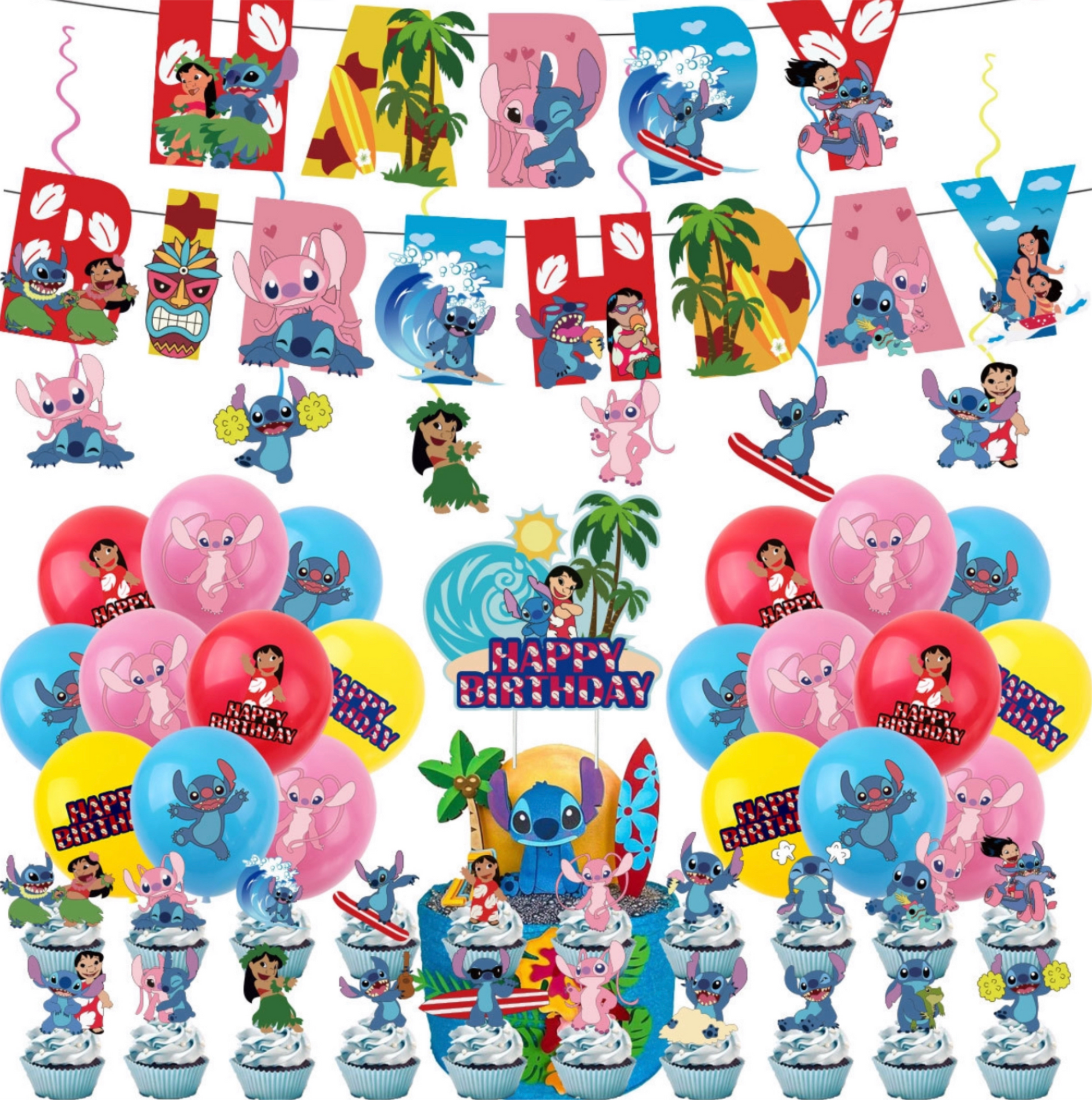 Stitch Tropical party decorations set-table decor.