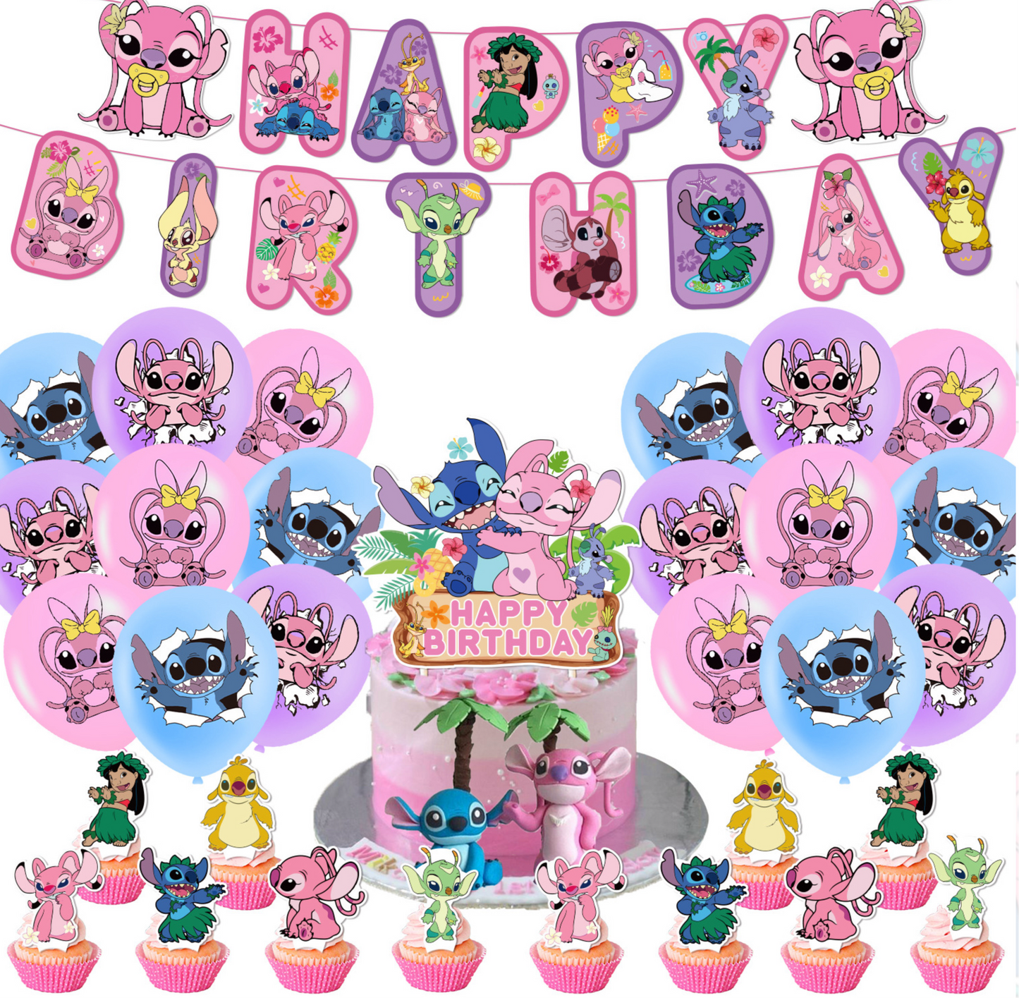 Stitch Tropical party decorations set-table decor.