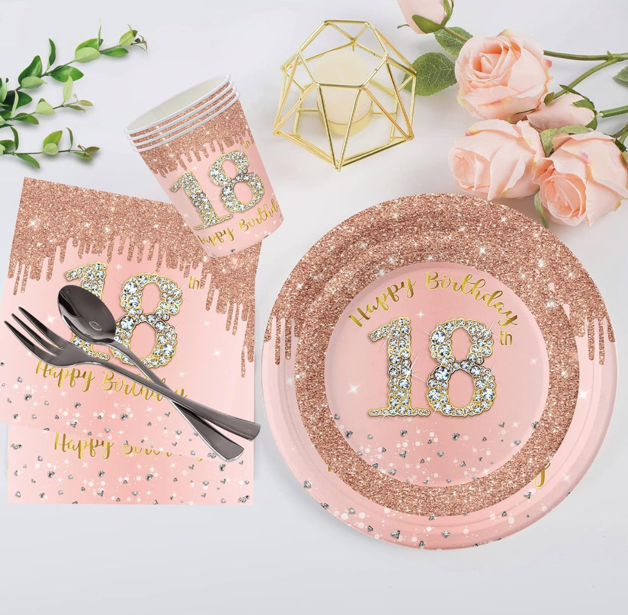 18th Birthday Celebration Party Set – Complete Table Decor Kit.