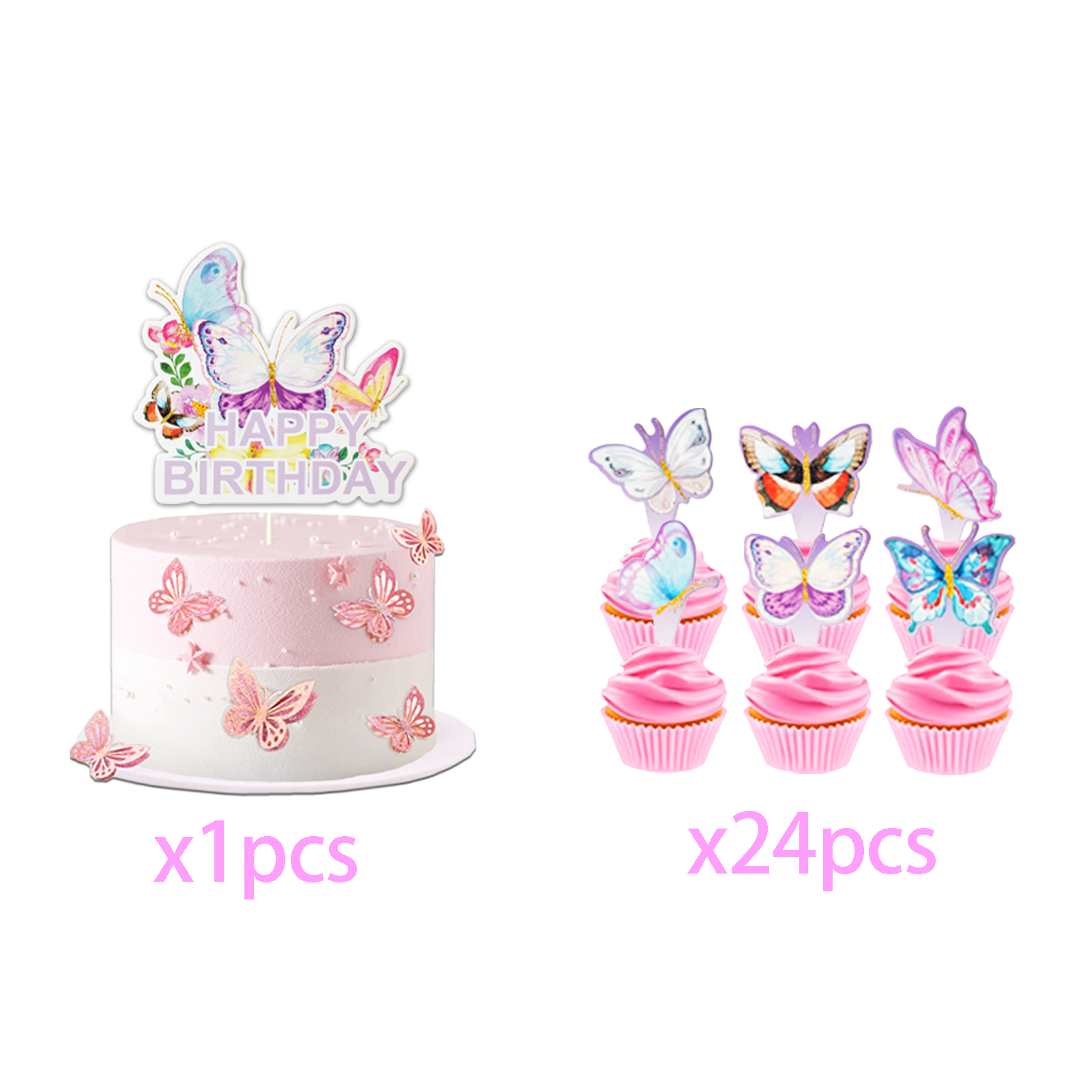 Butterflies Party Supplies | Complete Decoration Set for 10 or 20 Guests.