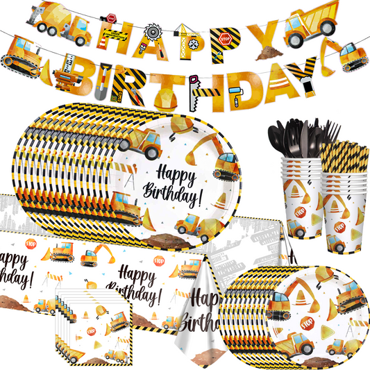 Construction & Trucks Party Set – Complete Birthday Table Decor Kit.